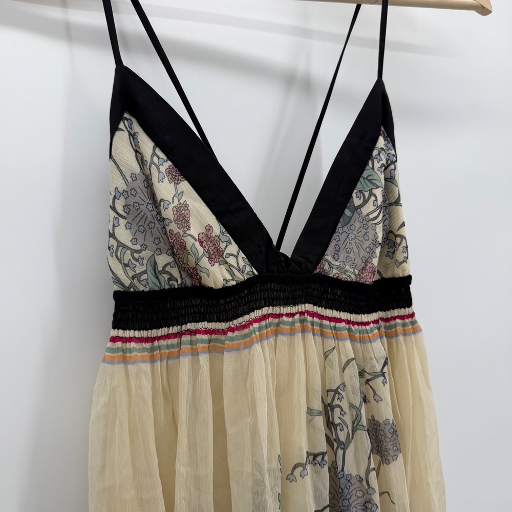 Vintage Y2K Forever 21 100% Silk Floral Maxi Dress NWT Boho Strappy Back M - Picture 8 of 10